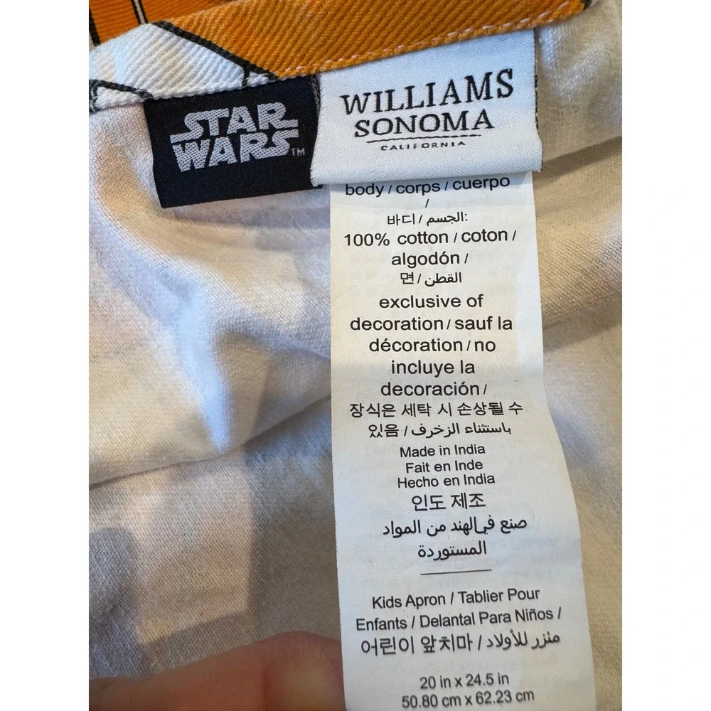 Williams Sonoma Star Wars BB-8 Kids‎ Apron White Orange Cotton 6098260